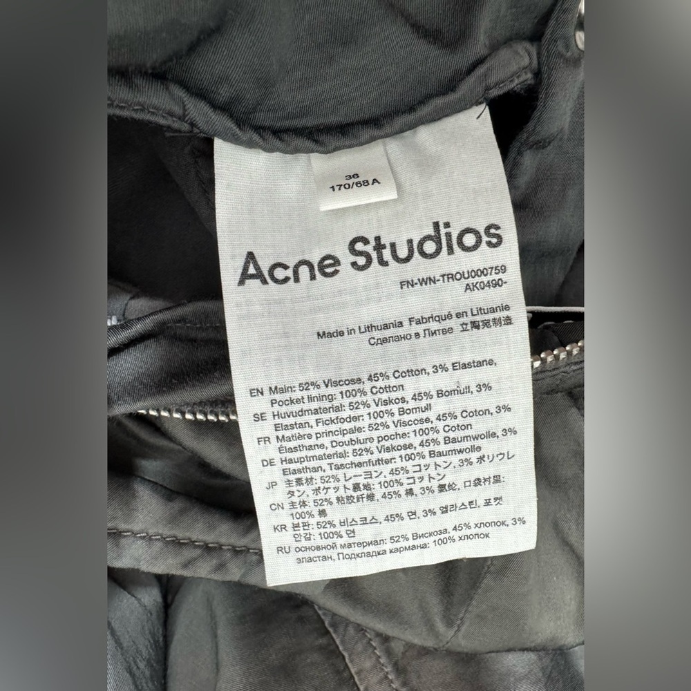 EUC Acne Studios Dusty Grey Satin Cargo Pants - Picture 15 of 16
